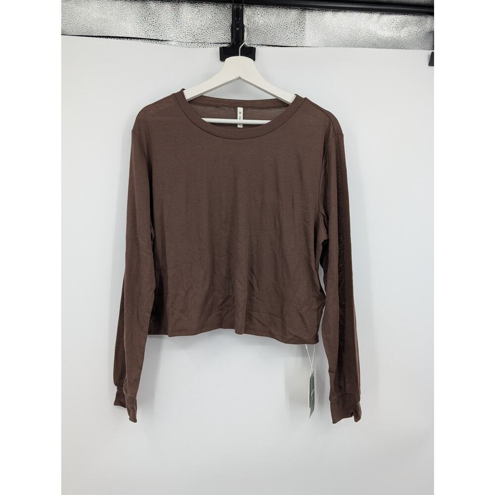 NWT Halara Wool Blend Long Sleeve Cropped Base Layer Light Weight Women XL Brown